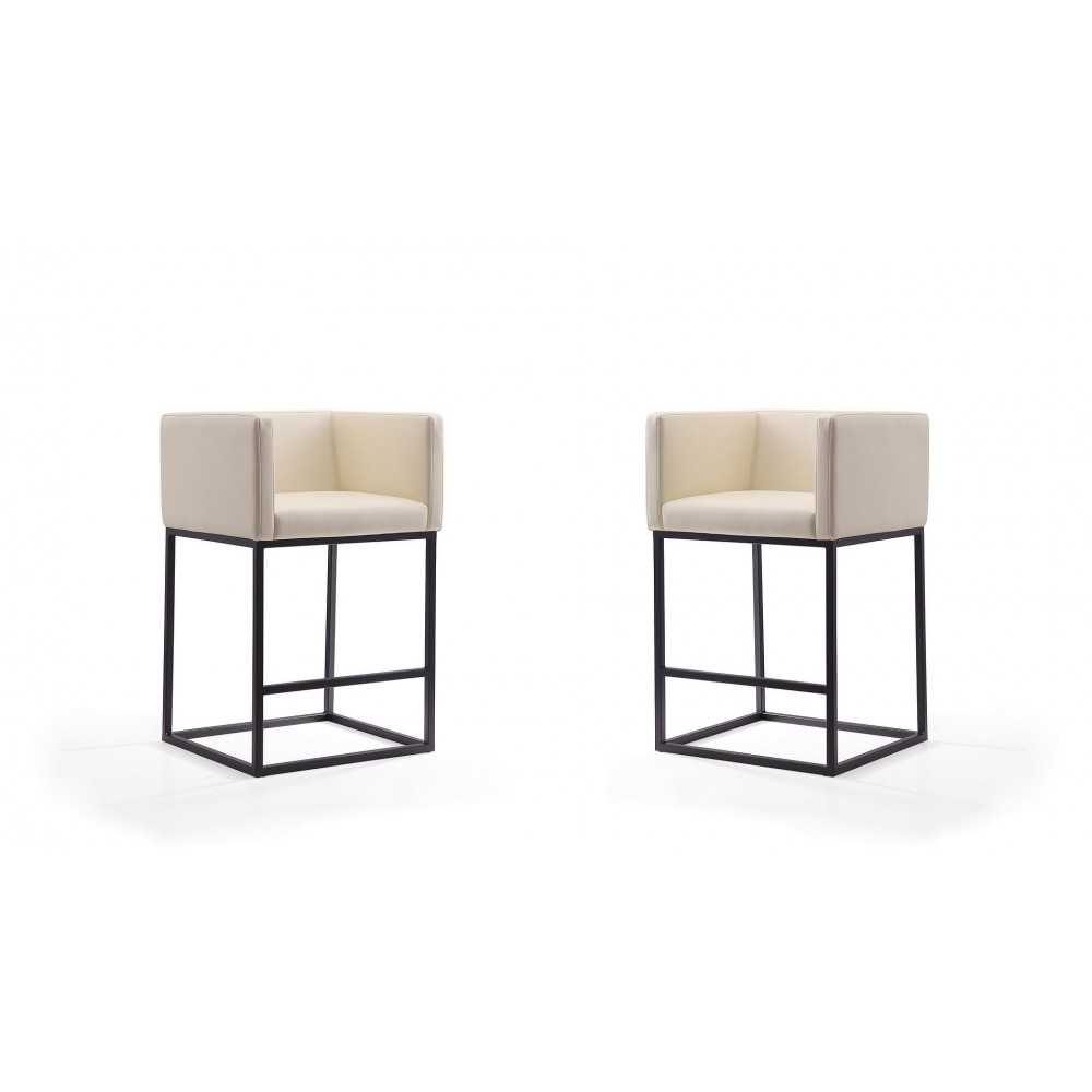 Embassy Counter Stool in Cream and Black (Set of 2)