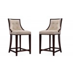 Fifth Ave Counter Stool in Cream and Dark Walnut (Set of 2)