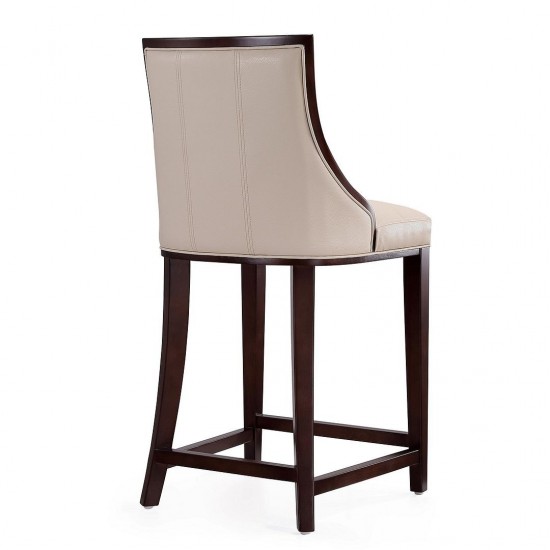 Fifth Ave Counter Stool in Cream and Dark Walnut (Set of 2)