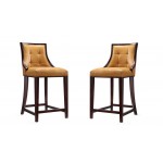 Fifth Ave Counter Stool in Camel and Dark Walnut (Set of 2)