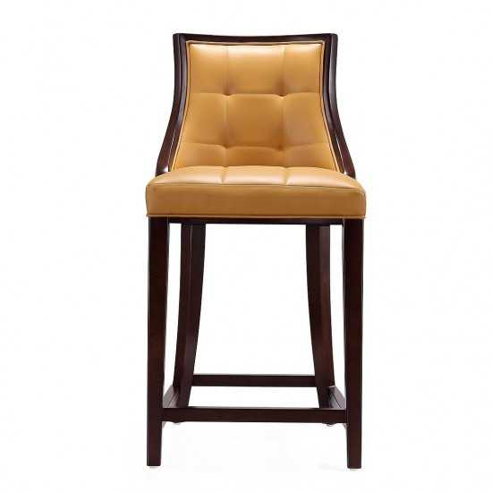 Fifth Ave Counter Stool in Camel and Dark Walnut (Set of 2)