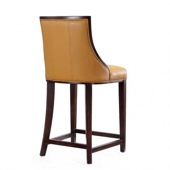 Fifth Ave Counter Stool in Camel and Dark Walnut (Set of 2)