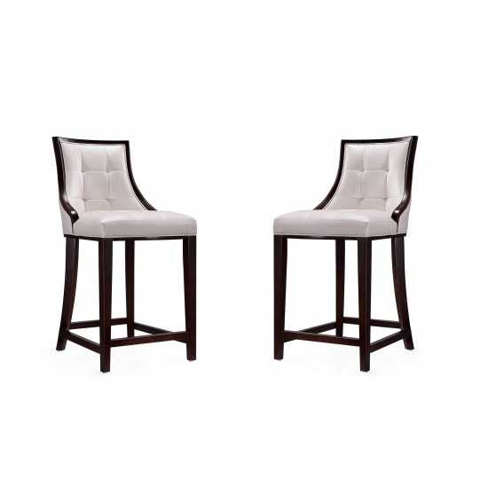 Fifth Ave Counter Stool in Pearl White and Walnut (Set of 2)