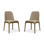 Courding Dining Chair in Tan and Walnut (Set of 2)