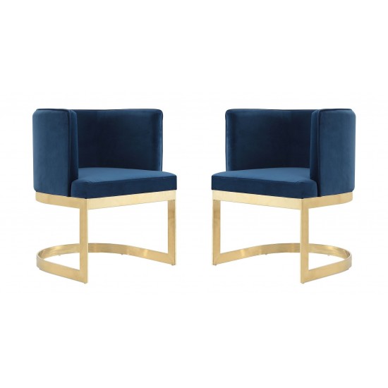 Aura Dining Chair in Royal Blue and Polished Brass (Set of 2)