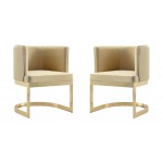 Aura Dining Chair in Sand and Polished Brass (Set of 2)