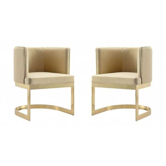 Aura Dining Chair in Sand and Polished Brass (Set of 2)