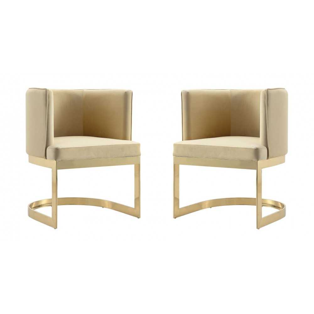 Aura Dining Chair in Sand and Polished Brass (Set of 2) Aura Dining Chair in Sand and Polished Brass (Set of 2)