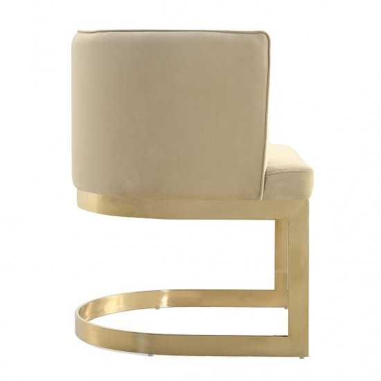 Aura Dining Chair in Sand and Polished Brass (Set of 2)