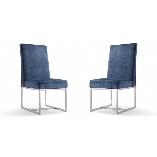 Element Velvet Dining Chair in Blue (Set of 2)