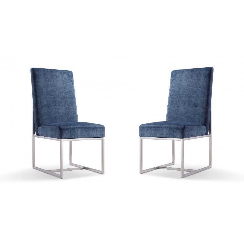 Element Velvet Dining Chair in Blue (Set of 2)