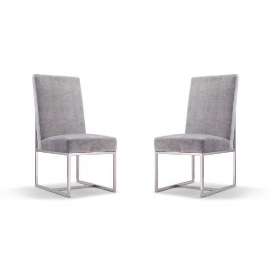 Element Velvet Dining Chair in Grey (Set of 2)