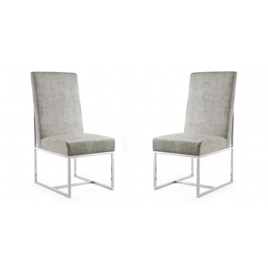 Element Velvet Dining Chair in Steel (Set of 2)