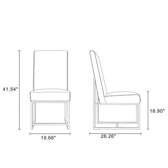 Element Velvet Dining Chair in Steel (Set of 2)