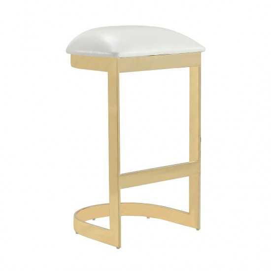 Aura Bar Stool in White and Polished Brass (Set of 3)