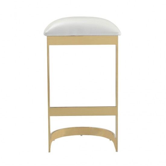 Aura Bar Stool in White and Polished Brass (Set of 3)