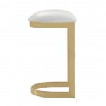 Aura Bar Stool in White and Polished Brass (Set of 3)