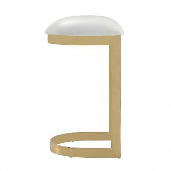 Aura Bar Stool in White and Polished Brass (Set of 3)