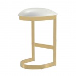 Aura Bar Stool in White and Polished Brass (Set of 3)