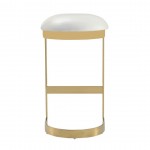 Aura Bar Stool in White and Polished Brass (Set of 3)