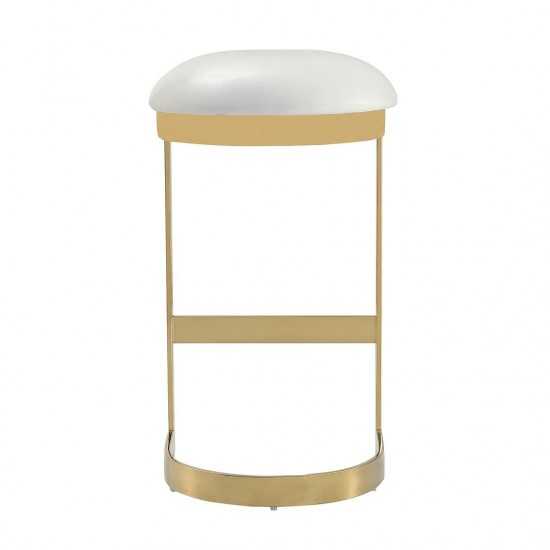 Aura Bar Stool in White and Polished Brass (Set of 3)