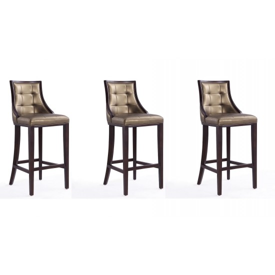 Fifth Avenue Bar Stool in Bronze and Walnut (Set of 3)