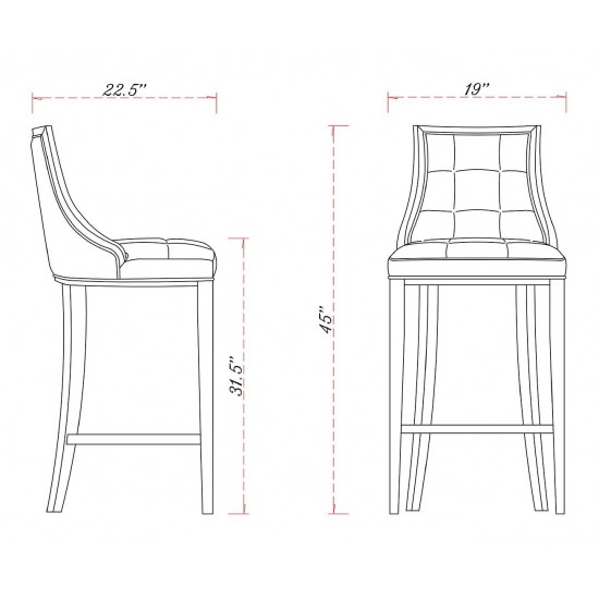 Fifth Avenue Bar Stool in Pearl White and Walnut (Set of 3)