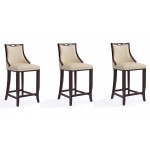 Emperor Bar Stool in Cream and Walnut (Set of 3)