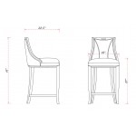 Emperor Bar Stool in Cream and Walnut (Set of 3)