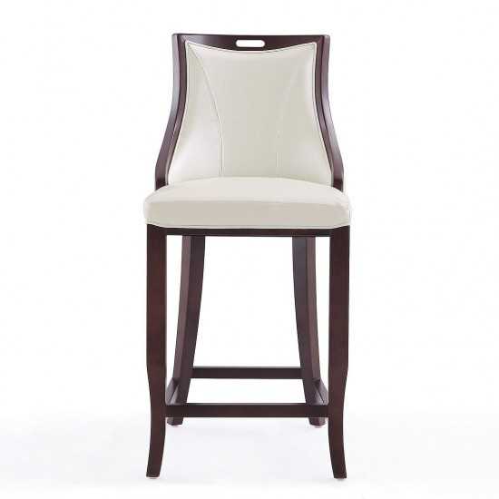 Emperor Bar Stool in Pearl White and Walnut (Set of 3)