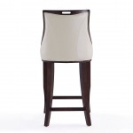 Emperor Bar Stool in Pearl White and Walnut (Set of 3)