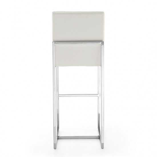 Element 29" Faux Leather Bar Stool in Pearl White and Polished Chrome (Set of 3)