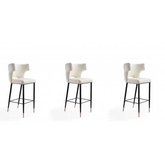 Holguin Barstool in Cream, Black and Gold (Set of 3)