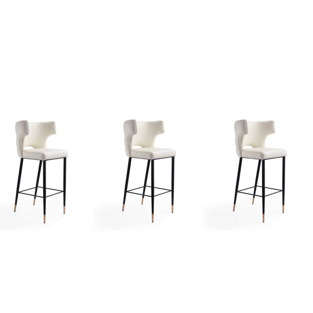 Holguin Barstool in Cream, Black and Gold (Set of 3)