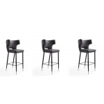 Holguin Barstool in Grey, Black and Gold (Set of 3)