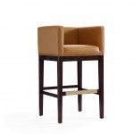 Kingsley Barstool in Camel and Dark Walnut (Set of 3)