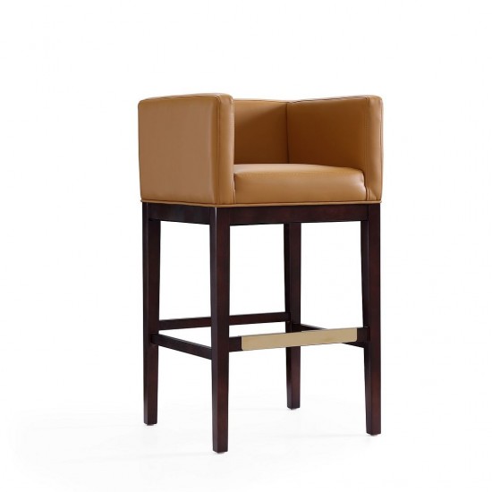 Kingsley Barstool in Camel and Dark Walnut (Set of 3)