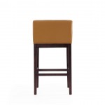 Kingsley Barstool in Camel and Dark Walnut (Set of 3)