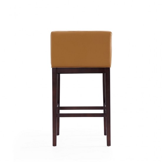 Kingsley Barstool in Camel and Dark Walnut (Set of 3)