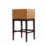 Kingsley Barstool in Camel and Dark Walnut (Set of 3)