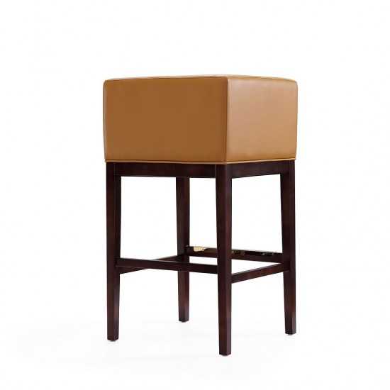 Kingsley Barstool in Camel and Dark Walnut (Set of 3)