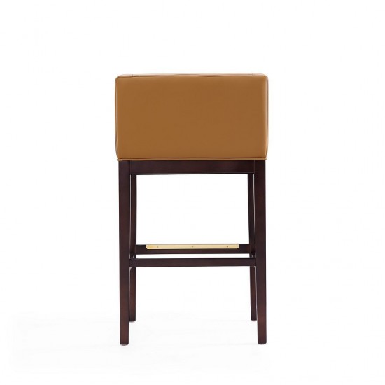 Kingsley Barstool in Camel and Dark Walnut (Set of 3)