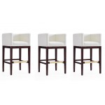 Kingsley Barstool in Ivory and Dark Walnut (Set of 3)