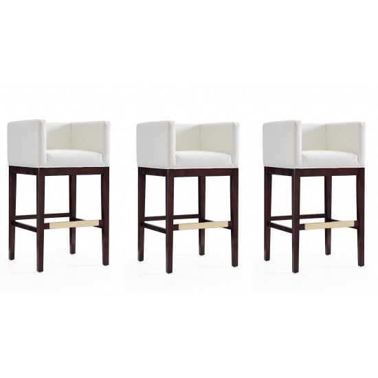 Kingsley Barstool in Ivory and Dark Walnut (Set of 3)