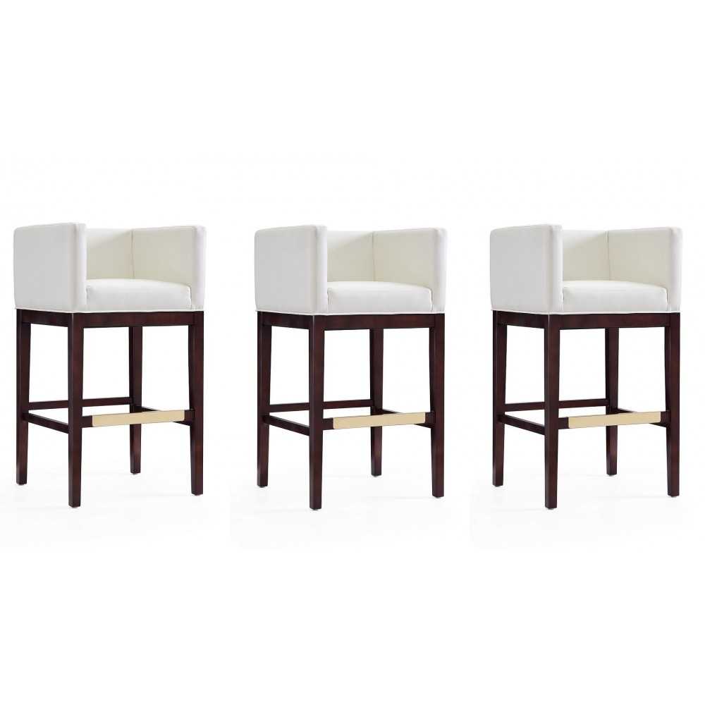 Kingsley Barstool in Ivory and Dark Walnut (Set of 3) Kingsley Barstool in Ivory and Dark Walnut (Set of 3)