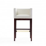 Kingsley Barstool in Ivory and Dark Walnut (Set of 3)