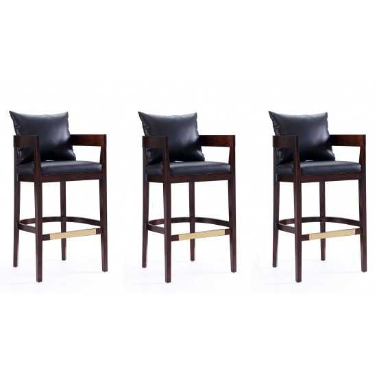 Ritz Barstool in Black and Dark Walnut (Set of 3)