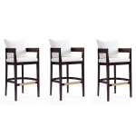 Ritz Barstool in Ivory and Dark Walnut (Set of 3)