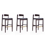 Klismos Barstool in Black and Dark Walnut (Set of 3)