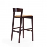 Klismos Barstool in Camel and Dark Walnut (Set of 3)